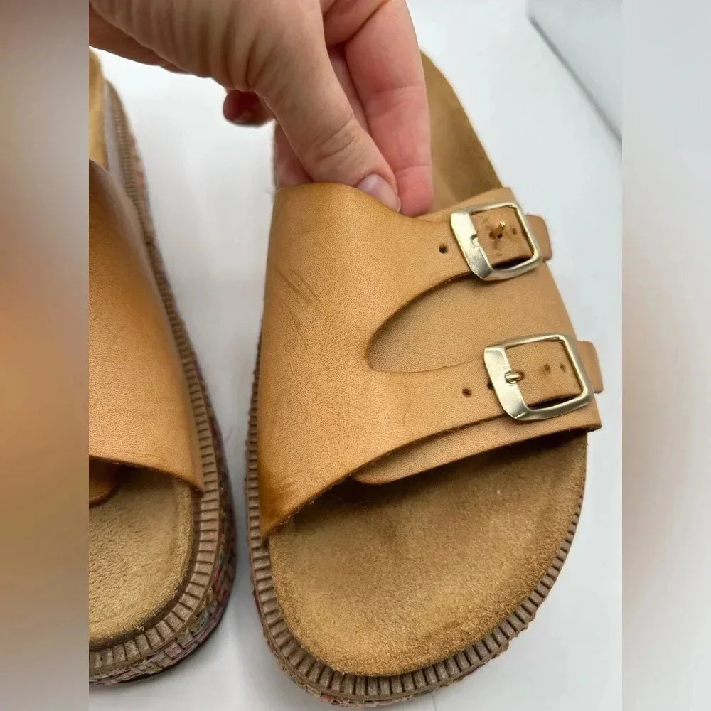 Free People Caravelle Cork Footbed Leather Platform Sandal Boho Size 9.5 - Picture 8 of 11